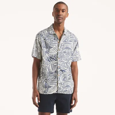 Nautica Short-sleeve Printed Camp Shirt In White