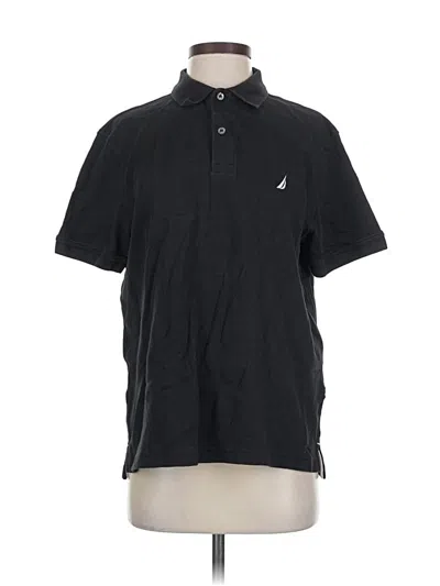 Pre-owned Nautica Short Sleeve Top Black Collared Neckline Tops