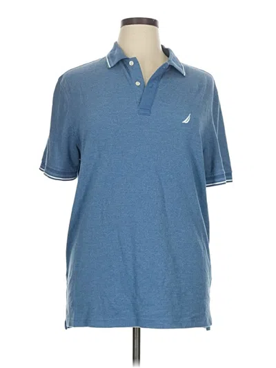 Pre-owned Nautica Short Sleeve Top Blue Collared Neckline Tops