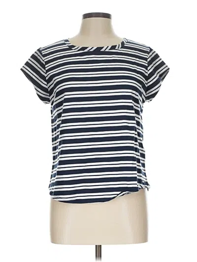 Pre-owned Nautica Short Sleeve Top Blue Stripes Pattern Boatneck Tops
