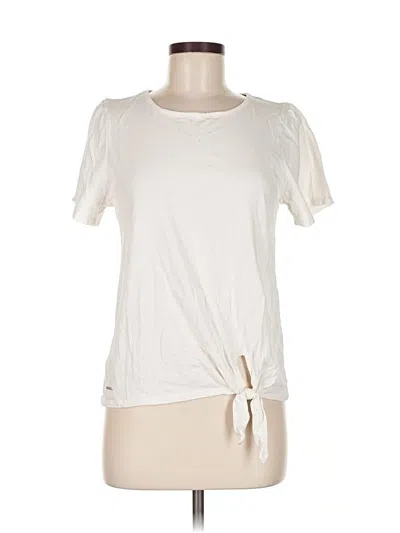 Pre-owned Nautica Short Sleeve Top Ivory Keyhole Neckline Tops In White