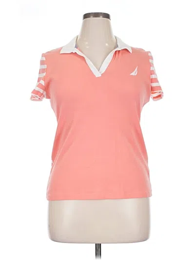 Pre-owned Nautica Short Sleeve Top Pink Collared Neckline Tops
