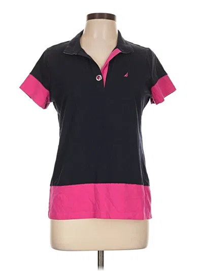 Pre-owned Nautica Short Sleeve Top Pink Collared Neckline Tops