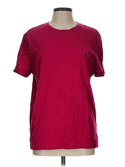 Pre-owned Nautica Short Sleeve T-shirt In Burgundy