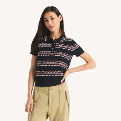 Nautica Short-sleeve Striped Polo Sweater In Multi
