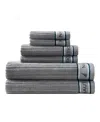 Nautica Signature Solid Cotton Terry 6 Piece Towel Set In Frost Gray