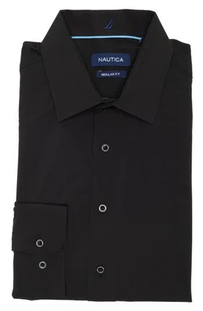 Nautica Slim Fit Solid Dress Shirt In Black