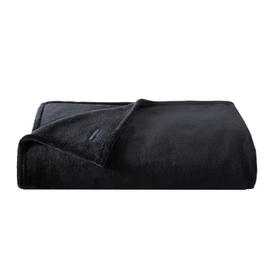 Nautica Solid Black Ultra Plush Soft King Blanket
