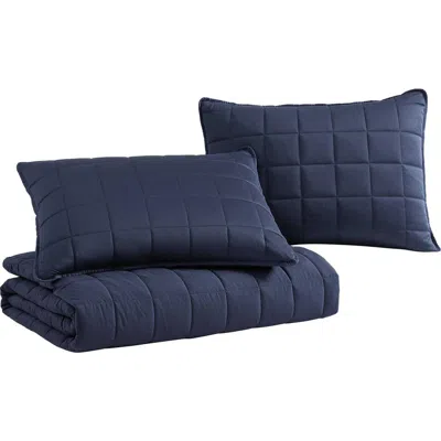 Nautica Solid Brushed Jersey Quilt Set In Captains Blue