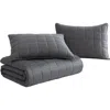 Nautica Solid Brushed Jersey Quilt Set In Whale Grey