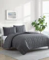 Nautica Solid Brushed Micro Jersey 3-pc. Quilt Set, Full/queen In Whale Gray