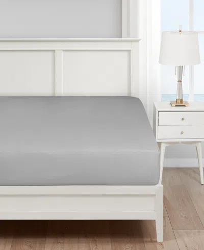 Nautica Solid Cotton Rich Blend Fitted Sheet, Full In Gray