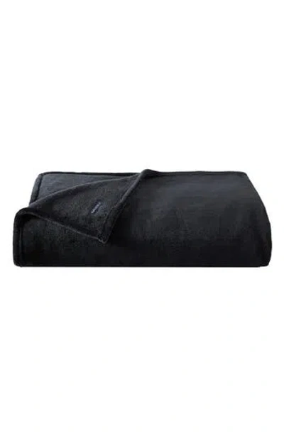 Nautica Solid Fleece Throw Blanket In Black