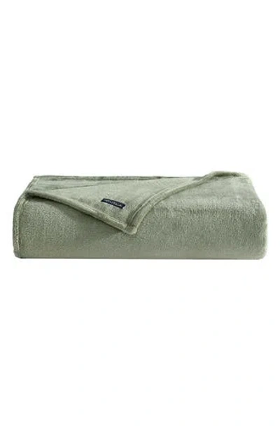 Nautica Solid Fleece Throw Blanket In Fern Green