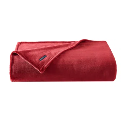 Nautica Solid Red Ultra Plush Soft Full/queen Blanket