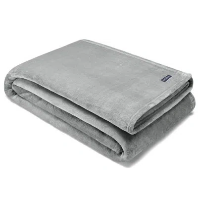 Nautica Solid Ultra Soft Plush Fleece Blanket In Gray