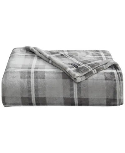 Nautica Solid Ultra Soft Plush Fleece Blanket, Twin In Gray Plaid