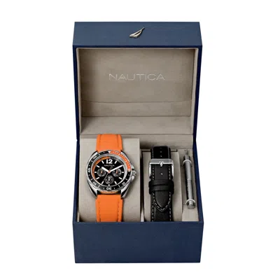 Nautica Sport Ring Watch Box Set - Orange In Multi