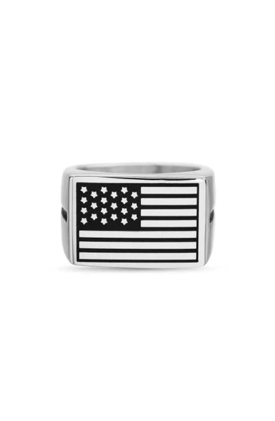 Nautica Stainless Steel American Flag Signet Ring