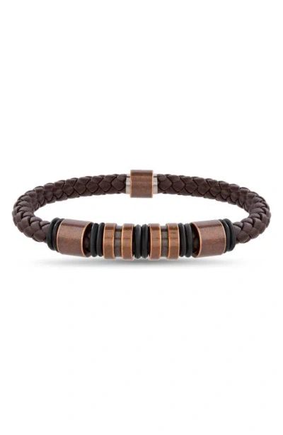 Nautica Stainless Steel Faux Leather Bracelet