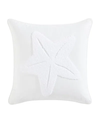 Nautica Starfish Loop Embroidered Square Decorative Pillow, 20" X 20" In White