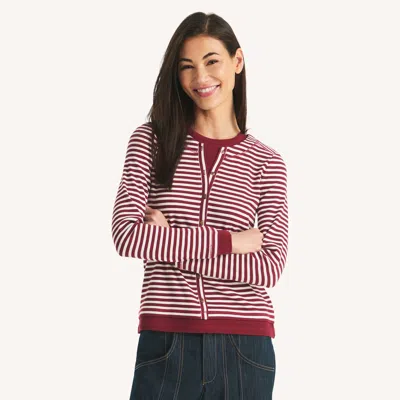 Nautica Striped Cardigan In Purple