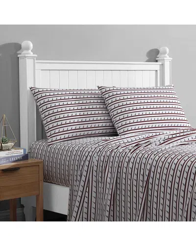 Nautica Striped J-class Lightweight Sheet Set In Red