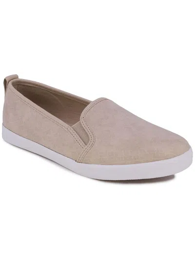 Nautica Sunchaser Womens Faux Leather Low-top Slip-on Sneakers In Beige