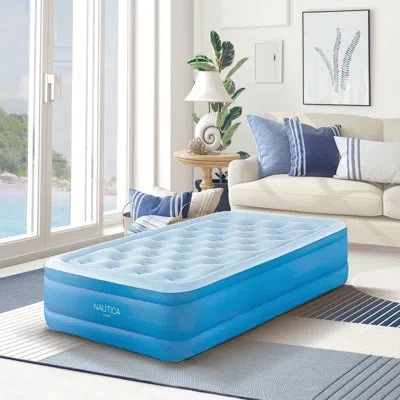 Nautica Supportaire Inflatable Air Mattress With Anti-leak Built-in Pump, Puncture Resistant Vinyl In Blue