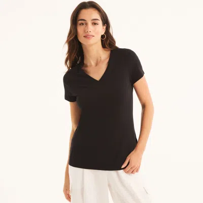 Nautica Sustainably Crafted V-neck Deck T-shirt In Black