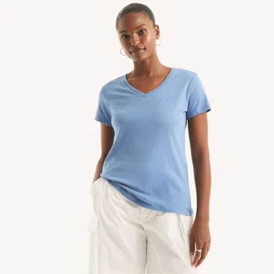 Nautica Sustainably Crafted V-neck Deck T-shirt In Blue