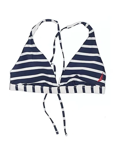 Pre-owned Nautica Swimsuit Top Blue Stripes Pattern Swimwear