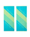 Nautica Mens Striped Logo Beach Towel