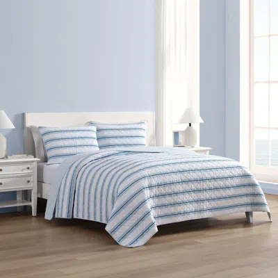 Nautica Tim Stripe Blue King Quilt Set
