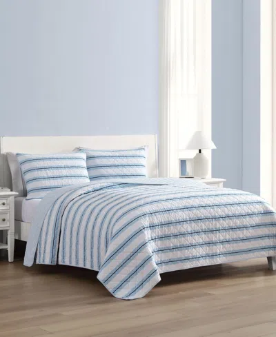 Nautica Tim Stripe Cotton Reversible 2-pc. Quilt Set, Twin In Blue