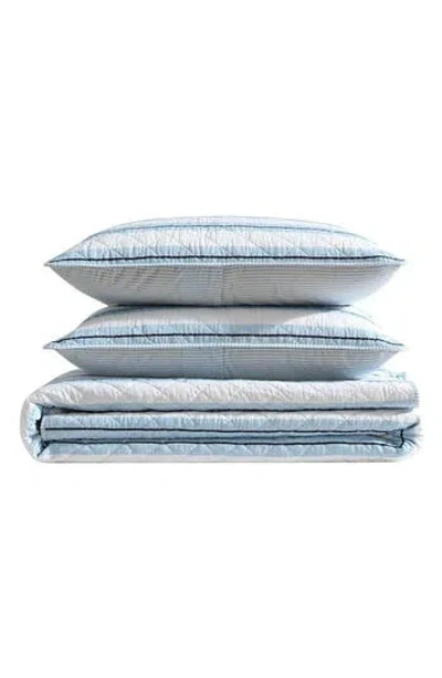 Nautica Tim Stripe Reversible Cotton Quilt Set In Blue