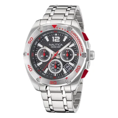Nautica Tin Can Bay Recycled Stainless Steel Chronograph Watch In Metallic