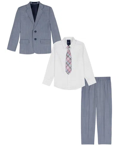 Nautica Kids' Toddler & Boys' 2t-7 Sharskin Notch Collar Suit Jacket, Pants, Printed Shirt & Clip-on Necktie, 4-pi In Multi