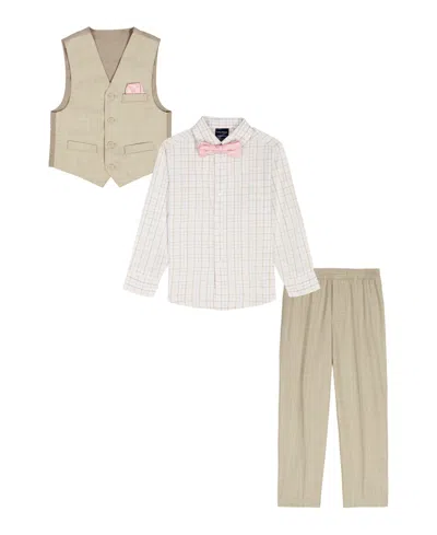 Nautica Kids' Toddler & Boys' 2t-7 Sharskin Vest, Check Shirt, Pocket Square, Pants & Bowtie, 5-piece Set In Multi