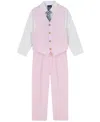 Nautica Toddler And Little Boys 4-piece Seersucker Vest With Tie Set In Pink