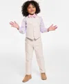 Nautica Toddler & Little Boys Vest, Bow Tie, Plaid Shirt & Pants, 4 Piece Set In Khaki