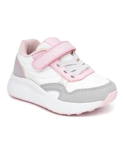 Nautica Kids' Toddler And Little Girls Kian Athletic Sneakers In White,iri,gray