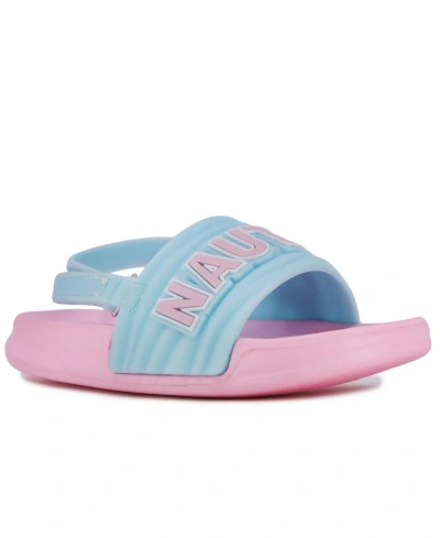 Nautica Babies' Toddler And Little Girls Loch Toddler Pool Slip On Slides In Aqua,pink