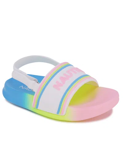 Nautica Kids' Toddler Girls Luz Slide Sandals In Bright Rainbow Gradient