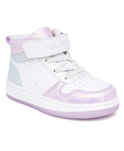 Nautica Babies' Toddler And Little Girls Oakford High Top Lace Up Sneakers In White Multi