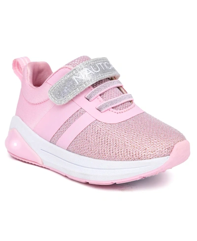 Nautica Babies' Toddler And Little Girls Towhee Buoy Light Up Lace Up Sneakers In Light Pink,silver
