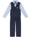 Nautica Toddler Boys Striated Twill Vest Set In Blue
