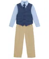 Nautica Toddler And Little Boys Windowpane Duo Vest, 4-piece Set In Dark Blue