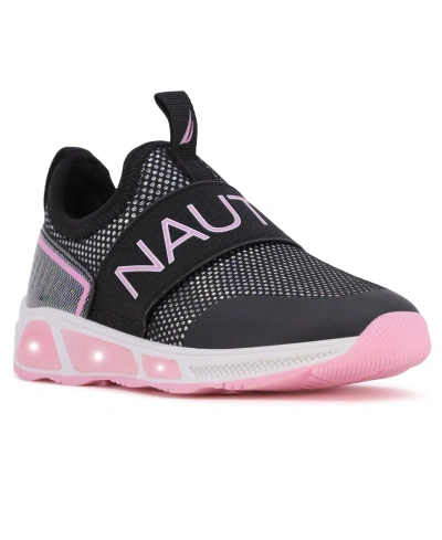 Nautica Babies' Toddler Girls Alois Beacon Light Up Slip On Sneakers In Black,pink