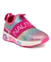 Nautica Toddler Girls Alois Beacon Light Up Slip On Sneakers In Bright Glitter Rainbow